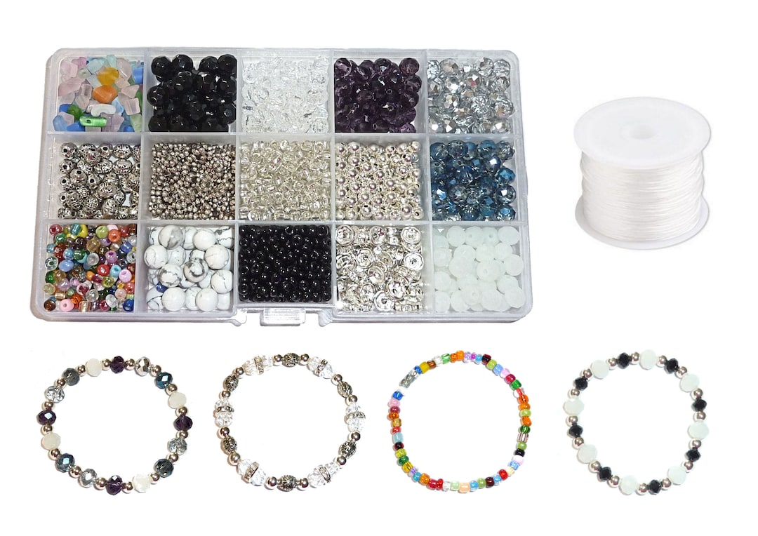 Assorted Bead Kit for Craft DIY Projects, Beading Kit, Jewelry Making Kit 15 Space Container