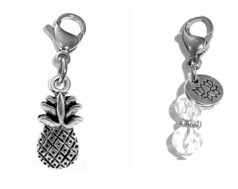 Pineapple Charm - Zipper Charm -  Backpack Charms - Nursing Gift - Purse Charm -  Clip On Charm for Bracelets & Necklaces