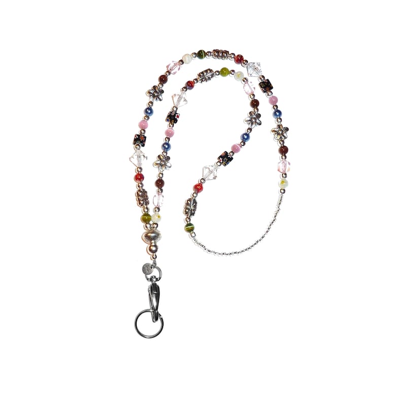 Beaded Lanyard by Hidden Hollow - Slim Multi Fashion Women's Lanyard - 34 inches, Jewelry Necklace Badge ID Holder: Holds Keys, Phone image 1