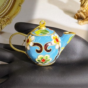 Chinese cloisonné teapot pendant, Christmas decorations, filigree craft, colorful, unique gift