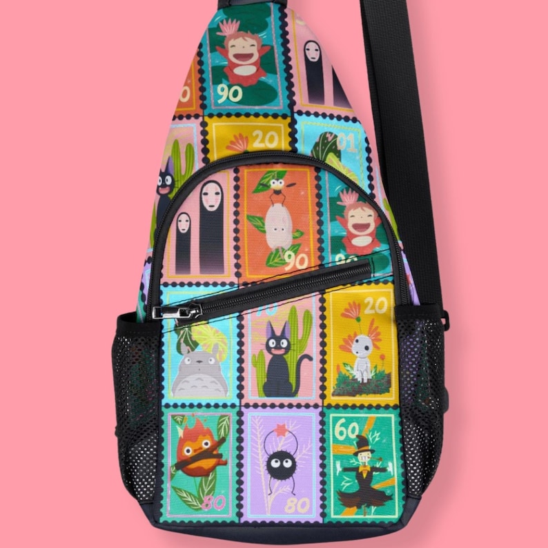 Studio Ghibli Anime Sling Bag, Totoro Spirited Away Chest Pack, Nylon Travel Bag image 2