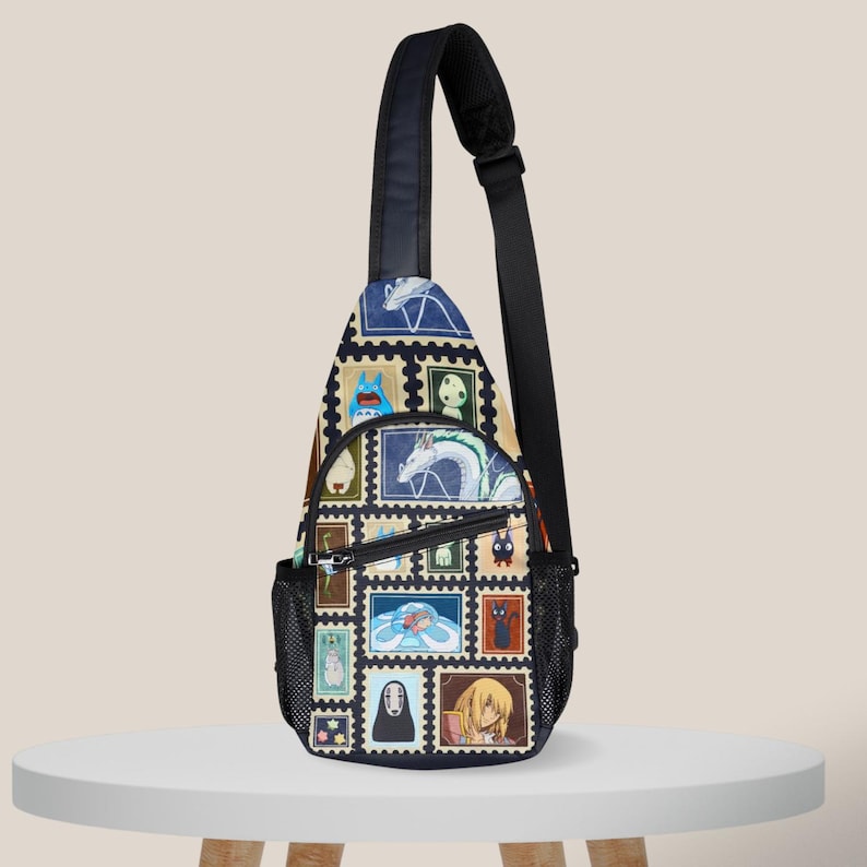 Torba na ramię z motywem anime Studio Ghibli, torba piersiowa Totoro Spirited Away, nylonowa torba podróżna zdjęcie 1