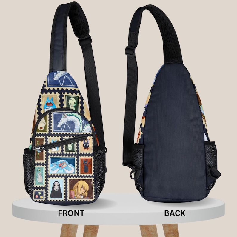 Torba na ramię z motywem anime Studio Ghibli, torba piersiowa Totoro Spirited Away, nylonowa torba podróżna zdjęcie 2