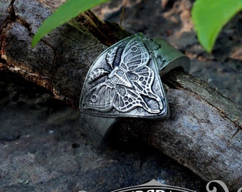 Luna Moth Ring - Adjustable - Handcrafted Pewter Ring by Doctor Gus Designs - Cottagecore Insect Jewelry