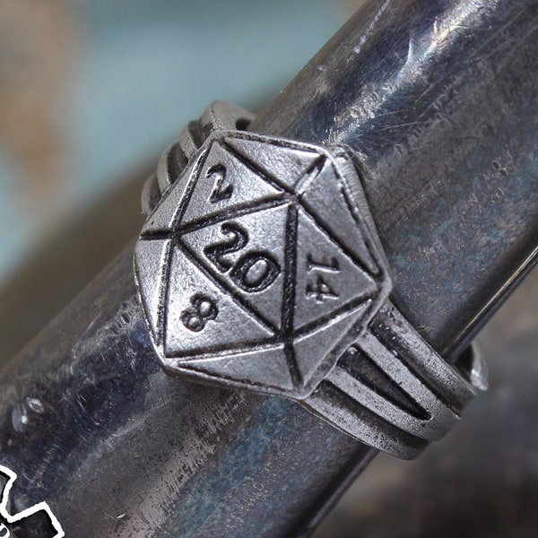 D20 Ring - Adjustable - Handcrafted by Doctor Gus - Natural Twenty Dice Ring - Geeky Gamer Gifts