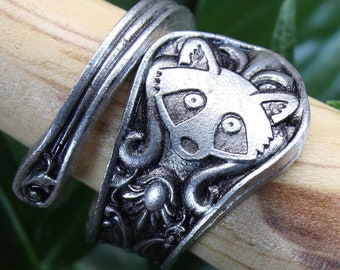 Raccoon Ring - Adjustable - Wrap Style - Handcrafted by Doctor Gus - Beautiful Antique Inspired Ring