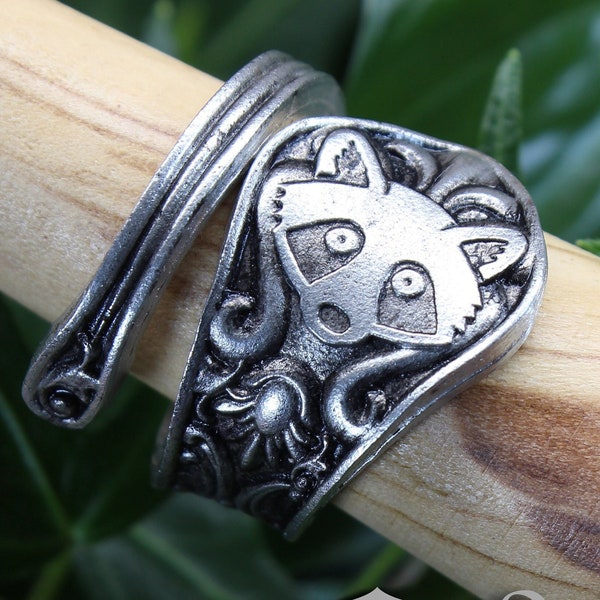 Raccoon Ring - Adjustable - Wrap Style - Handcrafted by Doctor Gus - Beautiful Antique Inspired Ring