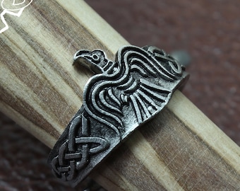 Viking Raven Ring - Handcrafted Pewter Ring - Medieval Ring - Adjustable - Doctor Gus Handmade Jewelry - Nordic Inspired - Odin's Ravens