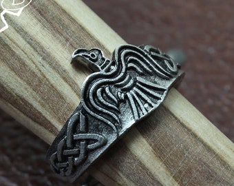Viking Raven Ring - Handcrafted Pewter Ring - Medieval Ring - Adjustable - Doctor Gus Handmade Jewelry - Nordic Inspired - Odin's Ravens