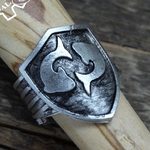 Pisces Shield Ring - Adjustable - Handcrafted by Doctor Gus - Unisex- Adjustable Men&#39;s Rings - Zodiac Signet Ring - Pisces Signet Ring