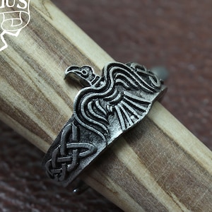 Viking Raven Ring - Handcrafted Pewter Ring - Medieval Ring - Adjustable - Doctor Gus Handmade Jewelry - Nordic Inspired - Odin&#39;s Ravens