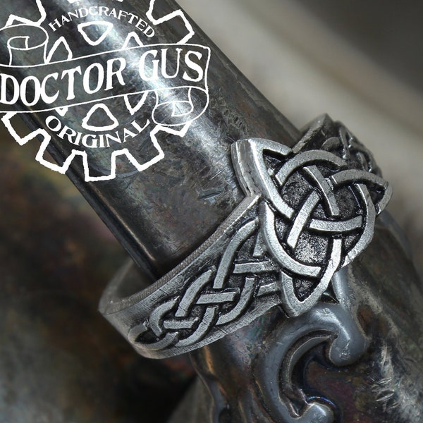 Triquetra Ring - Handcrafted Pewter Ring - Celtic Knot Ring - Adjustable - Doctor Gus Handmade Jewelry - Celtic Inspired - Trinity Ring