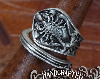 Scorpion Ring - Adjustable - Wrap Style - Handcrafted Pewter by Doctor Gus - Beautiful Antique Inspired Insect Ring