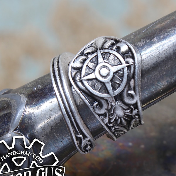 Compass Ring - Adjustable - Wrap Style - Handcrafted by Doctor Gus - Beautiful Antique Inspired Ring - Pirate Jewelry