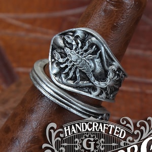 Scorpion Ring - Adjustable - Wrap Style - Handcrafted Pewter by Doctor Gus - Beautiful Antique Inspired Insect Ring