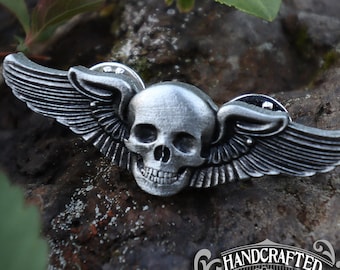 Airship Pilot Wings - Skull Wings - 2 Inch - Steampunk Pilot Wings - Handcrafted Cosplay Accessories by Doctor Gus - Rank Badge Insignia 40k