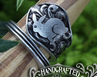 Rabbit Ring - Adjustable - Wrap Style - Handcrafted by Doctor Gus - Beautiful Antique Inspired Ring
