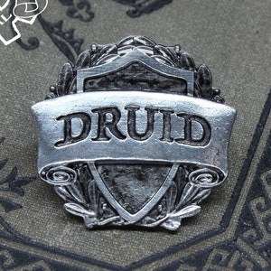 Druid Class Badge - RPG Character Class Pin - Handcrafted Pewter Accessories by Doctor Gus - Gaming LARP Roleplaying Enamel Pin Badge Brooch