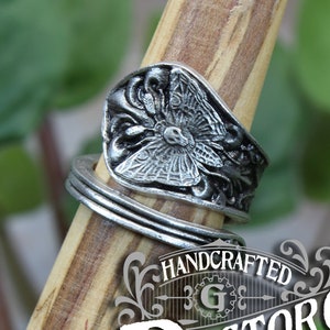 Death's-head Hawkmoth Ring - Adjustable - Wrap Style - Handcrafted Pewter by Doctor Gus - Beautiful Antique Inspired Insect Ring