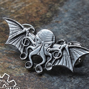 Cthulhu Pilot Wings - Hydra Pilot Wings - 2 Inch - Steampunk Pilot Wings - Doctor Gus Handcrafted Cosplay Accessories Rank RPG Insignia LARP
