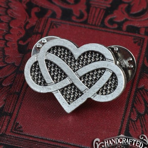 Polyamory Pin Poly Pride Infinity Heart Handcrafted Pewter Accessories Doctor Gus RPG LARP Kilt Pin Badge SCA image 1