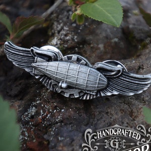 Airship Pilot Wings - Zeppelin Crew Wings - 2 Inch - Steampunk Pilot Wings - Doctor Gus Handcrafted Cosplay Accessories Rank Insignia Blimp