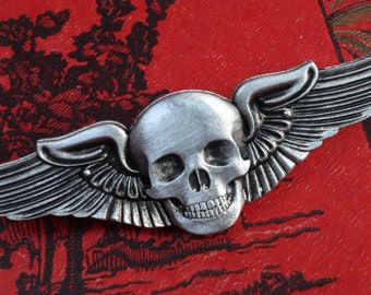 Airship Pilot Wings - Skull Wings - Large - Steampunk Pilot Wings - Handcrafted Cosplay Accessories by Doctor Gus - Rank Badge Insignia 40k