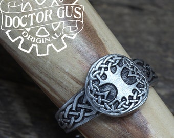 Tree of Life Ring - Handcrafted Pewter Ring - Celtic Knot Ring - Adjustable - Doctor Gus Handmade Jewelry - Celtic Inspired - Yggdrasil Ring