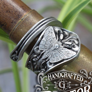 Death's-head Hawkmoth Ring Adjustable Wrap Style Handcrafted Pewter by Doctor Gus Beautiful Antique Inspired Insect Ring image 3