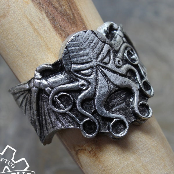 Cthulhu Ring - Handcrafted Pewter Ring - Adjustable Men's Ring - Doctor Gus Handmade Jewelry - Hydra Ring - Kraken ring - Octopus Squid