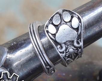 Paw Ring - Adjustable - Wrap Style - Handcrafted by Doctor Gus - Beautiful Antique Inspired Ring