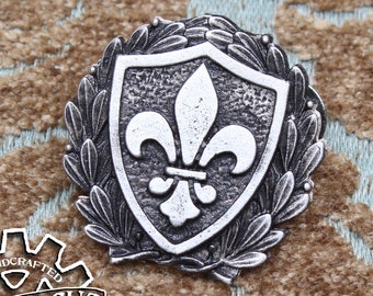 Fleur de Lis Heraldic Badge - Heraldry Cosplay Pin - Handcrafted Pewter Accessories by Doctor Gus - RPG LARP Enamel Pin Badge SCA