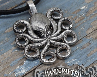 Octopus Pendant - Handmade Artisan Pewter - Octopus Squid Tentacle Necklace - Steampunk Inspired Jewelry by Doctor Gus