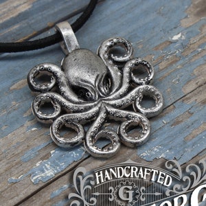 Octopus Pendant - Handmade Artisan Pewter - Octopus Squid Tentacle Necklace - Steampunk Inspired Jewelry by Doctor Gus