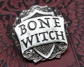 Bone Witch Class Badge - RPG Character Class Pin - Handcrafted Pewter Accessories - Doctor Gus - Gaming LARP Roleplaying Enamel Pin Badge