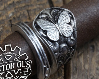 Butterfly Ring - Adjustable - Wrap Style - Handcrafted by Doctor Gus - Beautiful Antique Inspired Ring