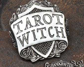 Tarot Witch Class Badge - RPG Character Class Pin - Handcrafted Pewter Accessories - Doctor Gus - Gaming LARP Roleplaying Enamel Pin Badge