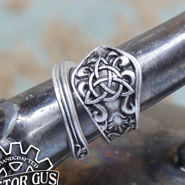 Triquetra Ring - Adjustable - Wrap Style - Handcrafted by Doctor Gus - Beautiful Antique Inspired Ring