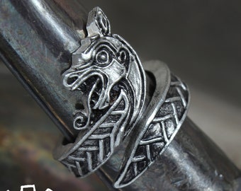 Viking Dragon Ring - Handcrafted Pewter Ring - Medieval Ring - Adjustable - Doctor Gus Handmade Jewelry - Nordic Inspired Historical Design