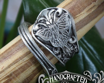 Luna Moth Ring - Adjustable - Wrap Style - Handcrafted Pewter by Doctor Gus - Beautiful Antique Inspired Insect Ring