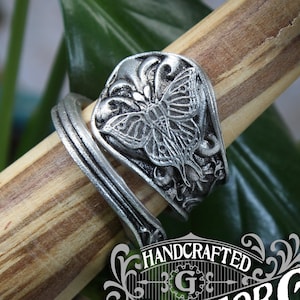 Luna Moth Ring - Adjustable - Wrap Style - Handcrafted Pewter by Doctor Gus - Beautiful Antique Inspired Insect Ring