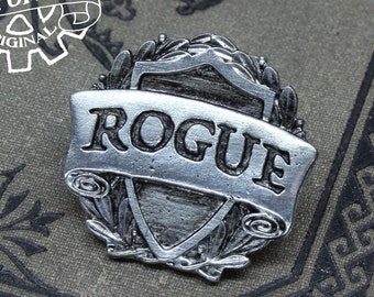 Rogue Class Badge - RPG Character Class Pin - Handcrafted Pewter Accessories by Doctor Gus - SCA LARP Roleplaying Enamel Pin Badge Gaming