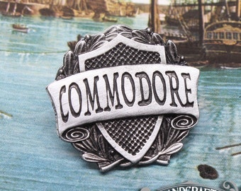Commodore Badge --- Pirate Crew Pin --- Handcrafted Pewter Accessories by Doctor Gus --- RPG LARP Character Cosplay --- Crew Rank Insignia