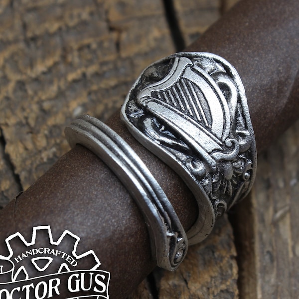 Harp Ring - Adjustable - Wrap Style - Handcrafted by Doctor Gus - Beautiful Antique Inspired Ring