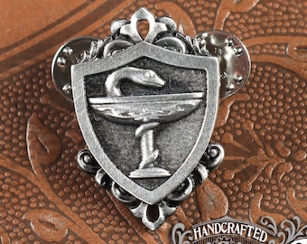 Apothecary Skill Badge - LARP Cosplay Pin - Handcrafted Pewter Accessories by Doctor Gus Designs - Kilt Pin - RPG - SCA - Ren Faire