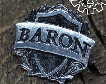 Baron Class Badge - RPG Character Class Pin - Handcrafted Pewter Accessories by Doctor Gus - SCA LARP Roleplaying Enamel Pin Badge Brooch