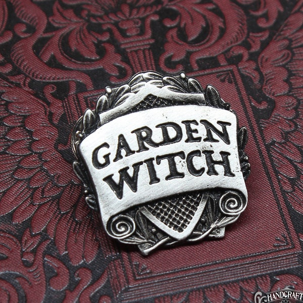 Garden Witch Class Badge - RPG Character Class Pin - Handcrafted Pewter Accessories - Doctor Gus - Gaming LARP Roleplaying Enamel Pin Badge