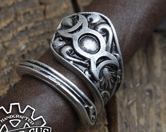 Triple Goddess Ring - Adjustable - Wrap Style - Handcrafted by Doctor Gus - Beautiful Antique Inspired Ring