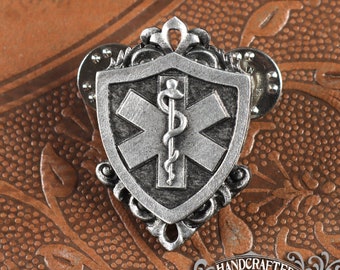 Medic Skill Badge - LARP Cosplay Pin - Handcrafted Pewter Accessories by Doctor Gus Designs - Kilt Pin - RPG - SCA - Ren Faire