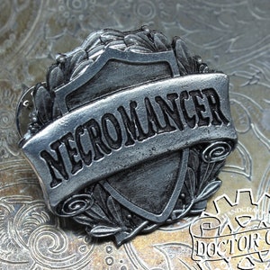 Necromancer Class Badge - RPG Character Class Pin - Handcrafted Pewter Accessories by Doctor Gus - Gaming LARP Roleplaying Enamel Pin Badge